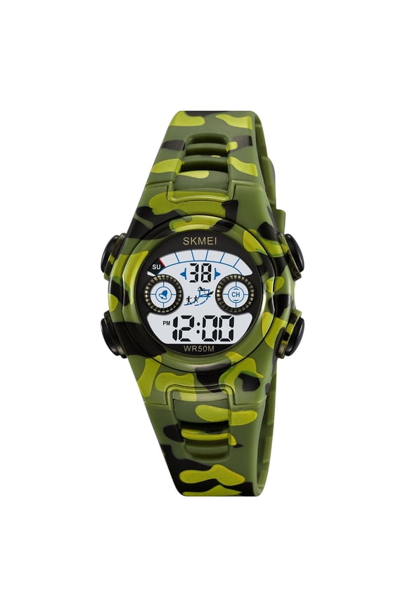 Digital Sport Waterproof Watch for Age 5-12 Multifunctional Wirstwatch with 7 Color LED Lights Stopwatch Alarm