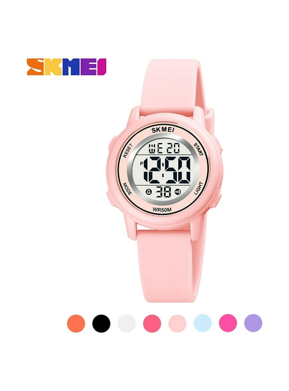 SKMEI Kids Watch, 50M Waterproof Sport Watch for Kids Girls Boys, Multifunction Luminous Watches Birthday Christmas Gifts for 5-7-10-12-Year-Old, Pink
