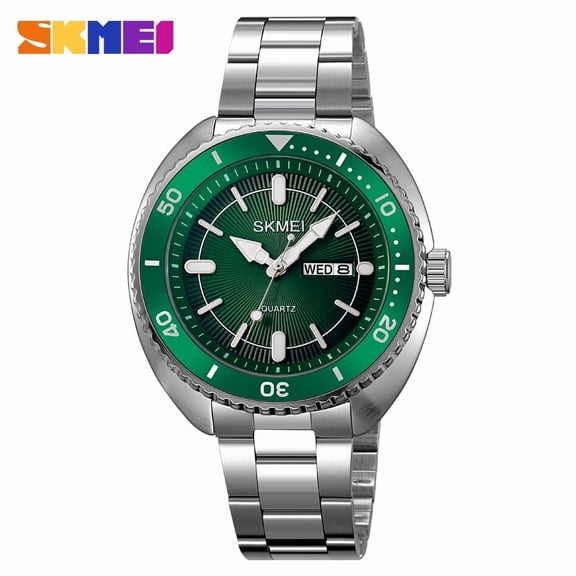 SKMEI Luxury Stainless Steel Watches Mens Casual Time Date Week Quartz Wris Luxury Mechanical Watch Business Watch Mens Watch Stainless Steel Moon Phase