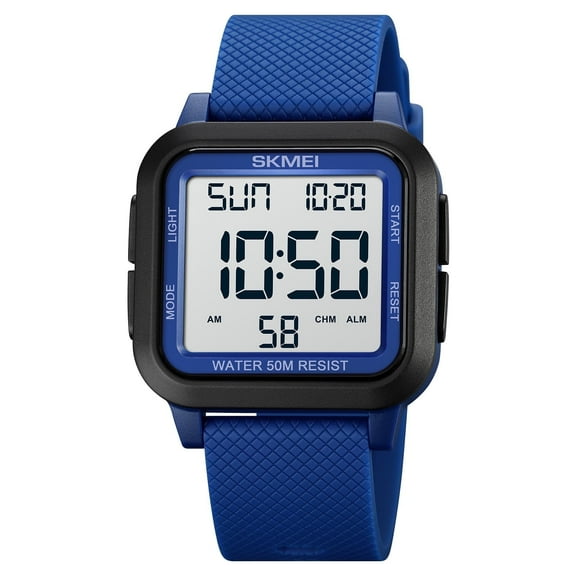 SKMEI Men Digital Sports Watch Ultra-Thin Large Face Waterproof Wrist Watches for Men with Stopwatch Countdown Timer Alarm Function Dual Time LED Back Light
