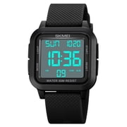 SKMEI Men Digital Sports Watch Ultra-Thin Large Face Waterproof Wrist Watches for Men with Stopwatch Countdown Timer Alarm Function Dual Time LED Back Light