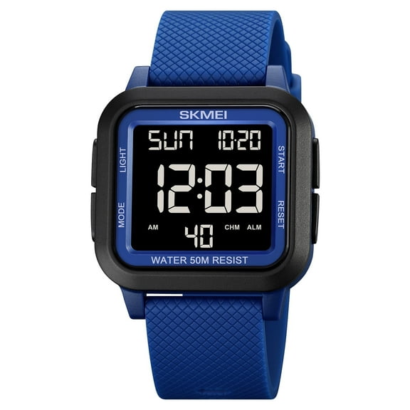 SKMEI Men Digital Sports Watch Ultra-Thin Large Face Waterproof Wrist Watches for Men with Stopwatch Countdown Timer Alarm Function Dual Time LED Back Light
