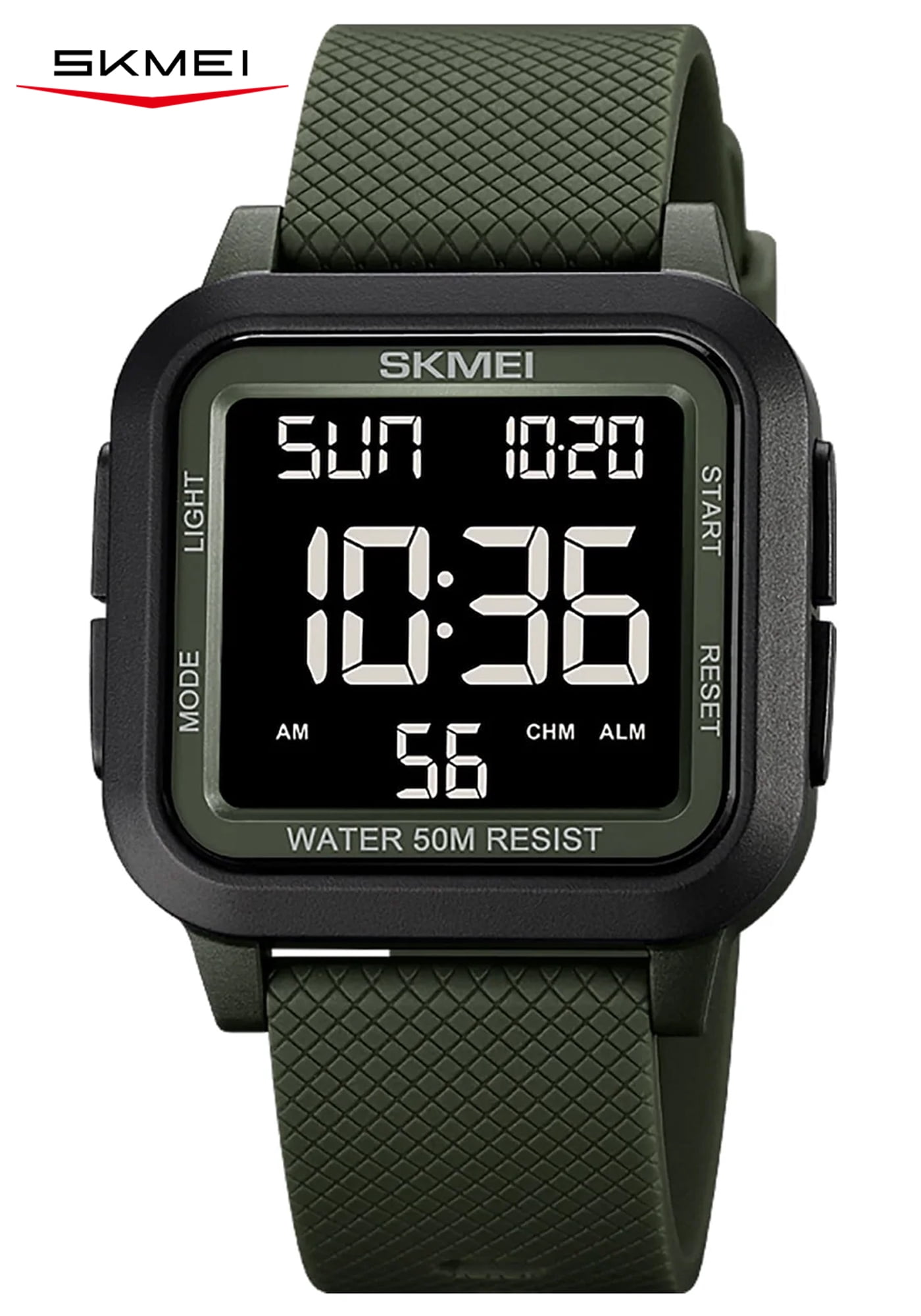 SKMEI Men Digital Sports Watch Ultra-Thin Large Face Waterproof Wrist Watches for Men with Stopwatch Countdown Timer Alarm Function Dual Time LED Back Light