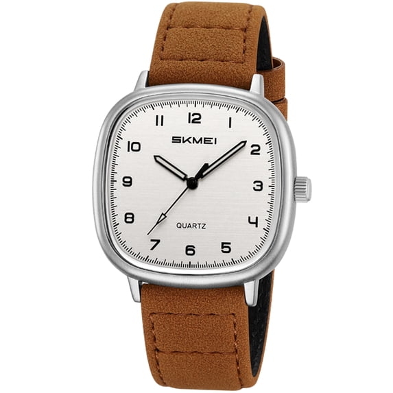 SKMEI Men Watch Fashion Minimalist Quartz Waterproof Wrist Watches for Mens Big Face Business Casual Watch,Leather Watch Strap