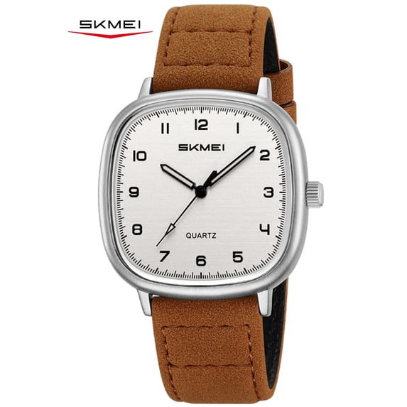 SKMEI Men Watch Fashion Minimalist Quartz Waterproof Wrist Watches for Mens Big Face Business Casual Watch,Leather Watch Strap