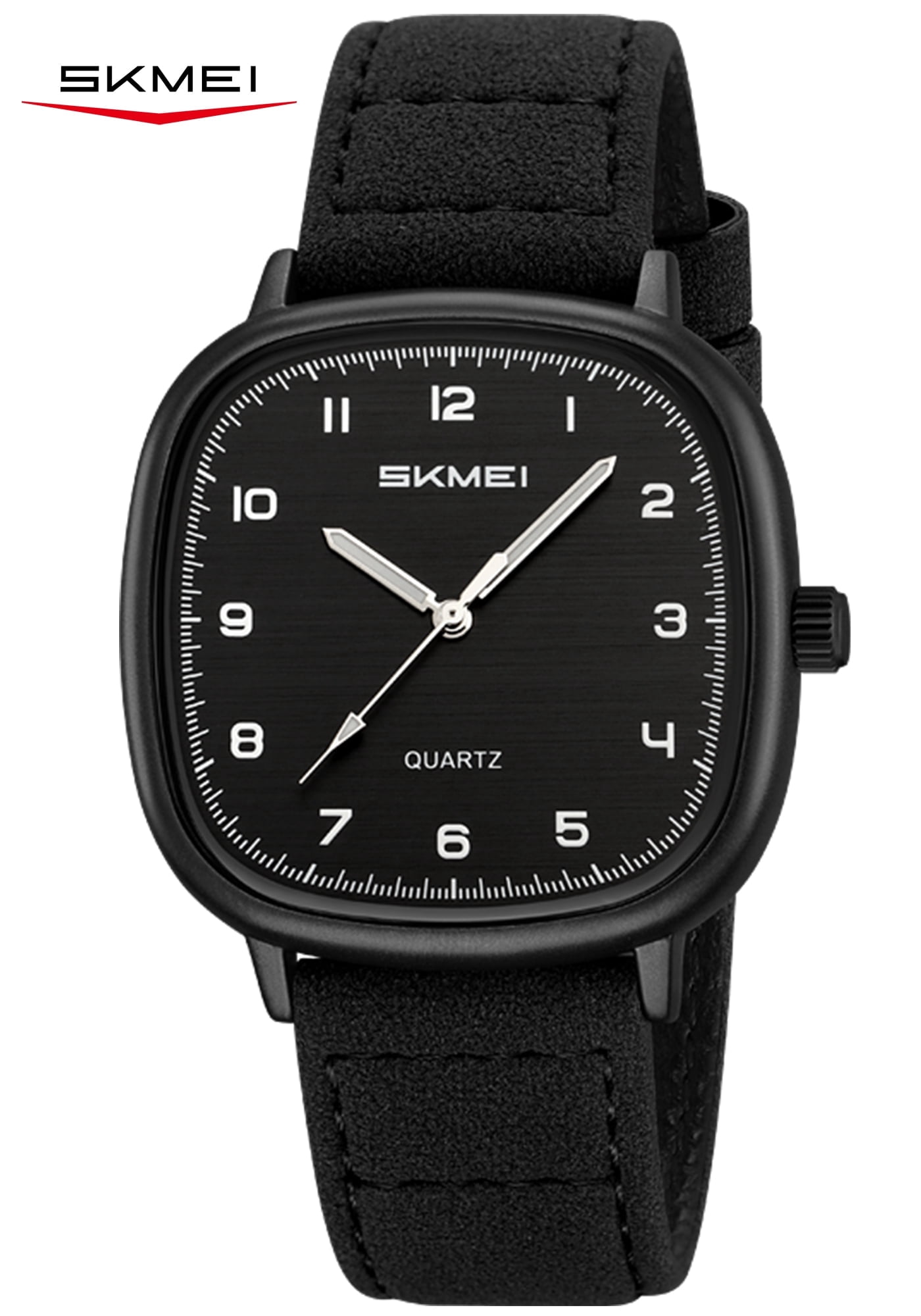 SKMEI Men Watch Fashion Minimalist Quartz Waterproof Wrist Watches for Mens Big Face Business Casual Watch，Leather Watch Strap