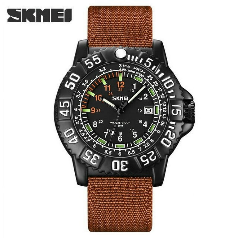 SKMEI Men Watch Luxury Dress Nylon Strap Fashion Wristwatch Simple Dial Design Quartz Watch Calendar 33M Waterproof Clock Man