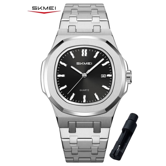 SKMEI Men Watch Quartz Mens Business Watch Luxury Easy to Read Date Waterproof Wrist Stainless Steel Watches for Men