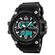 SKMEI Mens Analog Sports Watch, LED Military Digital Watch Electronic Stopwatch Large Dial Time Outdoor Army Wrist Watch