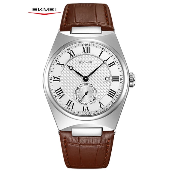 SKMEI Men's Casual Leather Watch Big Face Watch for Men,Fashion Business Dress Analog Quartz Waterproof Wrist Watch