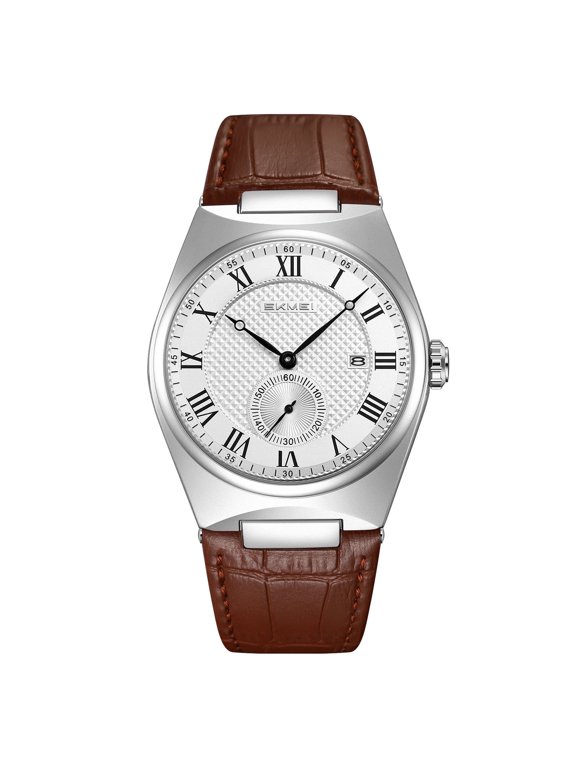 Men's Casual Leather Watch Big Face Watch for Men,Fashion Business Dress Analog Quartz Waterproof Wrist Watch