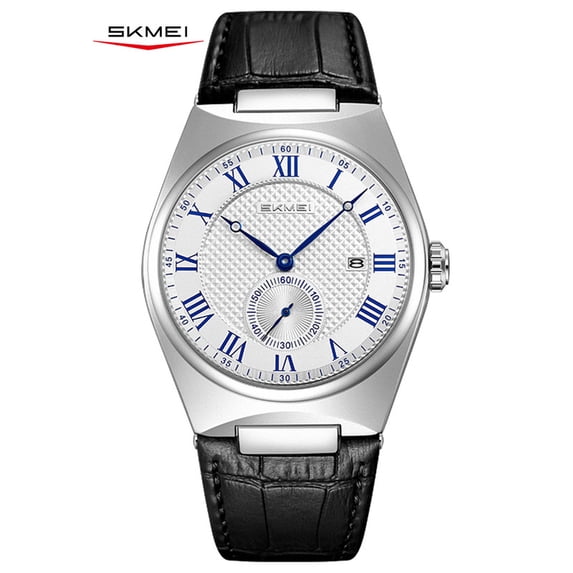 SKMEI Men's Casual Leather Watch Big Face Watch for Men,Fashion Business Dress Analog Quartz Waterproof Wrist Watch