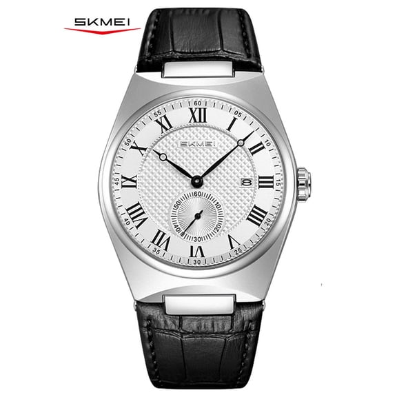 SKMEI Men's Casual Leather Watch Big Face Watch for Men,Fashion Business Dress Analog Quartz Waterproof Wrist Watch