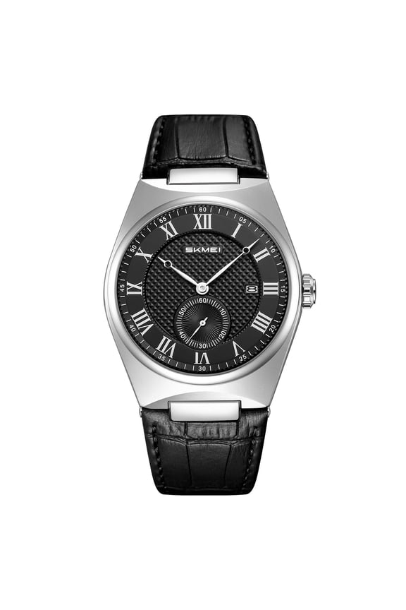 SKMEI Men's Casual Leather Watch Big Face Watch for Men，Fashion Business Dress Analog Quartz Waterproof Wrist Watch