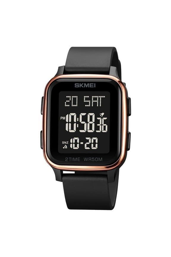 Men's Digital Multifunction Watch Outdoor Casual Square 50M Waterproof Led Light Wristwatch