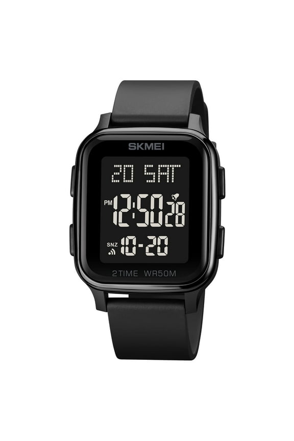 Men's Digital Multifunction Watch Outdoor Casual Square 50M Waterproof Led Light Wristwatch