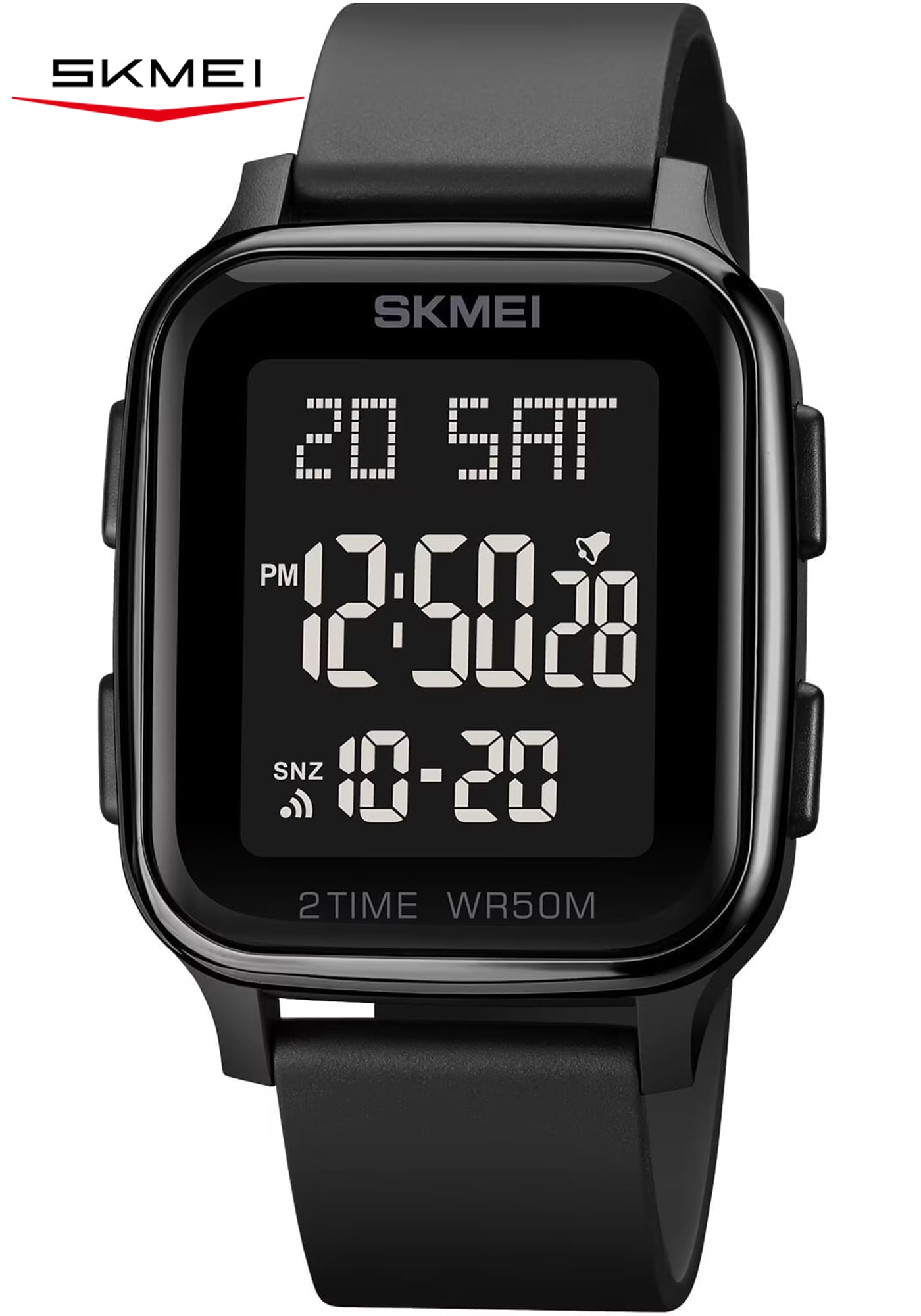SKMEI Men's Digital Multifunction Watch Outdoor Casual Square 50M Waterproof Led Light Wristwatch