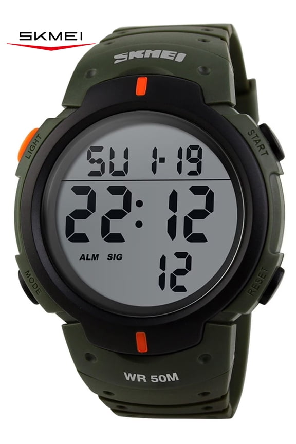 Men's Digital Sports Watch Large Face Military Format Waterproof Stopwatch Alarm Wrist Watch