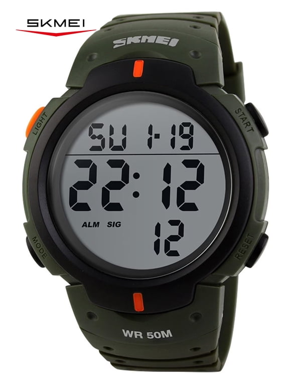 Men's Digital Sports Watch Large Face Military Format Waterproof Stopwatch Alarm Wrist Watch