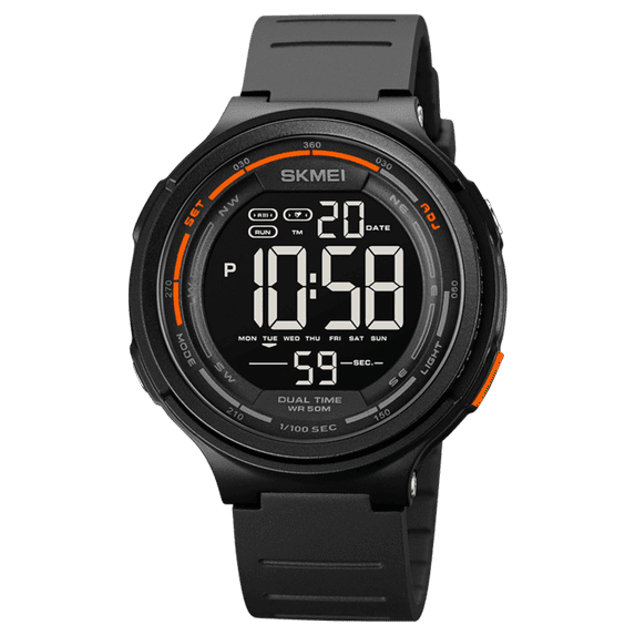 SKMEI Men's Digital Sports Watch Large Face Waterproof Wrist Watches for Men with Stopwatch Alarm El Noctilucent