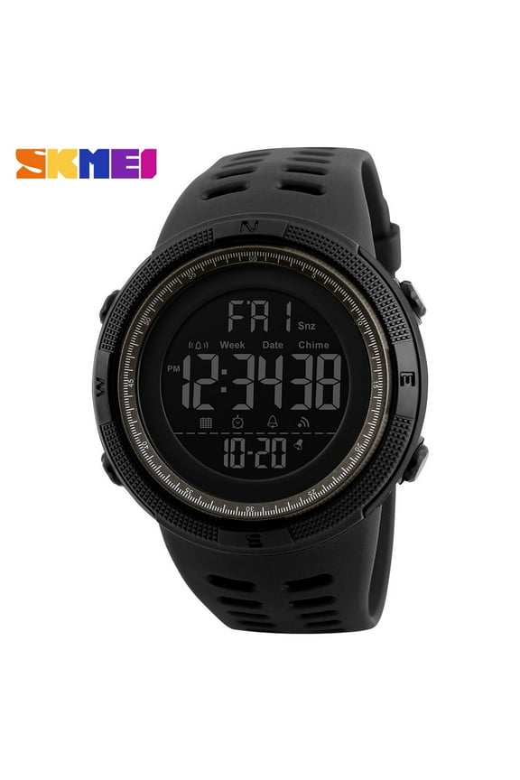 Men's Digital Sports Watch Military Electronic Waterproof Watch with Stopwatch Alarm Led Backlight Pu Strap