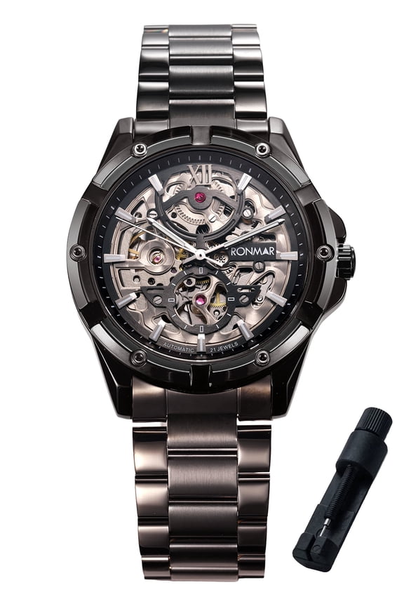 Men's Mechanical Skeleton Watch Luxury Business Luminous Big Face Watches for Men Stainless Steel Strap