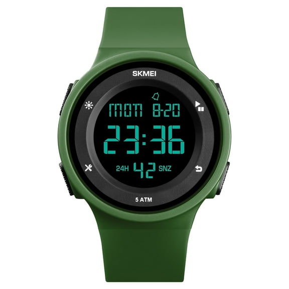SKMEI Men's Military Digital Watch – Waterproof Sport Wristwatch with Dual Time, Stopwatch, Alarm & Countdown Timer