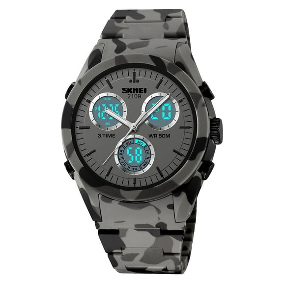 Explojoy Men's Military Sport Watch – Waterproof Analog-Digital Quartz Wristwatch with LED, Chronograph & Multifunction Display