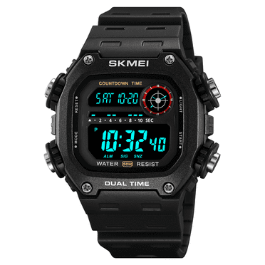 SKMEI Men's Sports Watch, Waterproof Watch with Date Stopwatch Countdown Timer Alarm LED Function TPU Strap, Watch for Men Wristwatch