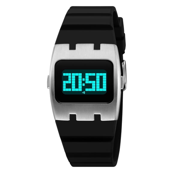 Explojoy Men's Square Digital Watch – Waterproof EL Backlight Wristwatch with Stopwatch, Alarm & Multifunction Display