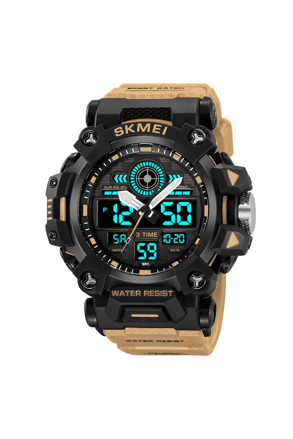 Men's Tactical Digital Sport Watch – Waterproof Analog-Digital Wristwatch with LED Backlight, Alarm, Stopwatch, Large Face Design
