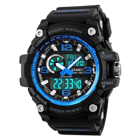 Explojoy Men's Tactical Digital Sport Watch – Waterproof Analog-Digital Wristwatch with LED Backlight, Alarm, Stopwatch, Large Face Design