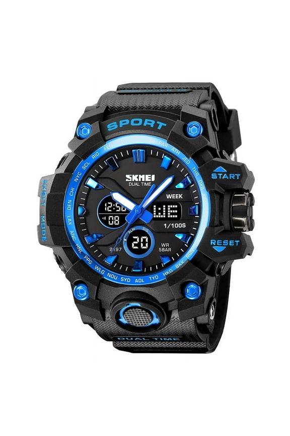 Men's Watch Multifunctional Military Sports Outdoor Watch Led Digital Waterproof Alarm Watch Stopwatch