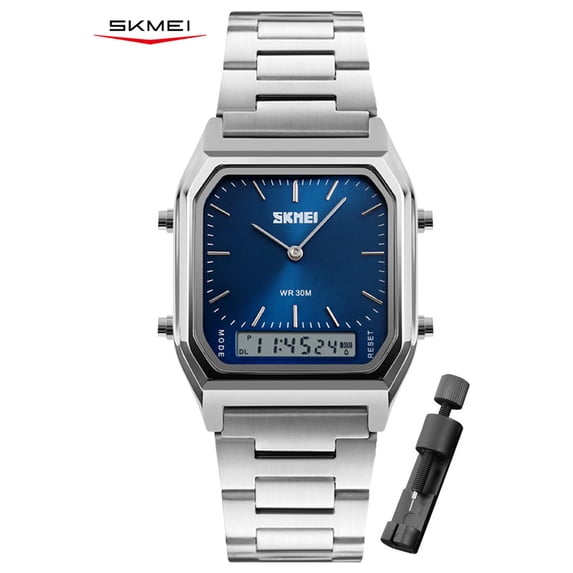 SKMEI Men's Watch, Rectangular Sport Watch with Analog Digital Dual Display, Stopwatch Alarm Date and EL Backlight