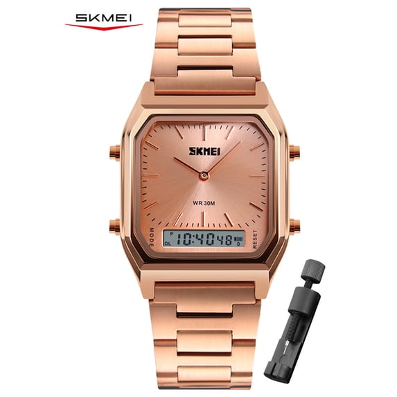 SKMEI Men's Watch, Rectangular Sport Watch with Analog Digital Dual Display, Stopwatch Alarm Date and EL Backlight