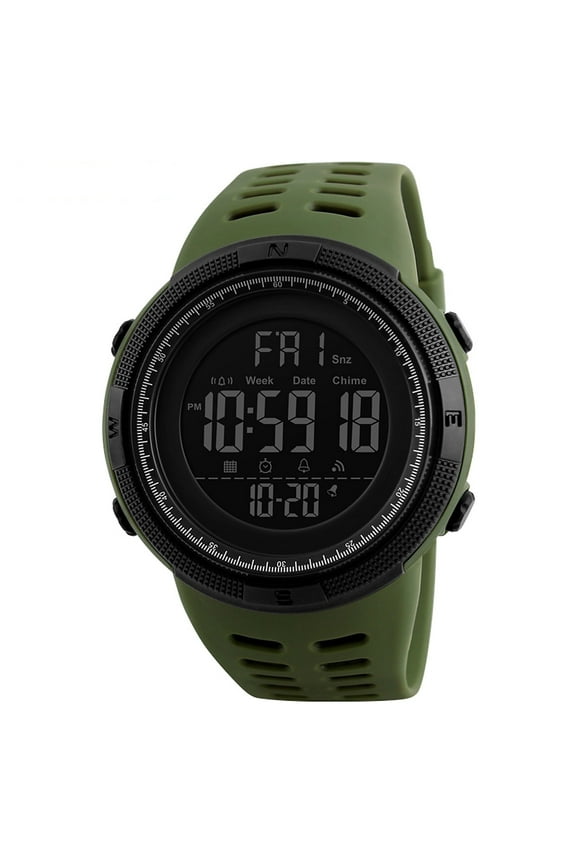 Men's Watch Waterproof Digital Sport Watch Military Digital Watches for men Alarm Back Light Classic Large Face Watch Army Green