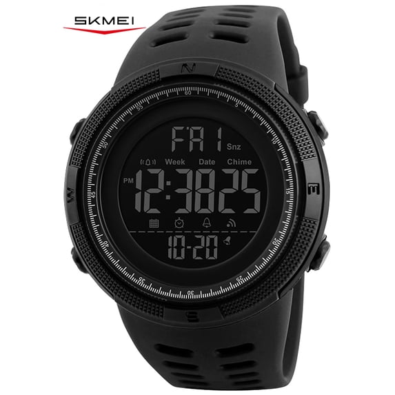 SKMEI Men's Watch, Waterproof Digital Sport Watch, Military Digital Watch Alarm Back Light Classic Watch, Black