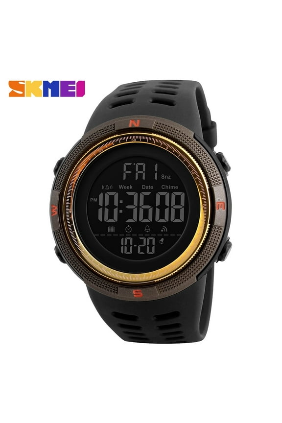 Men's Watch, Waterproof Digital Sport Watch, Military Digital Watch Alarm Back Light Classic Watch, Gold