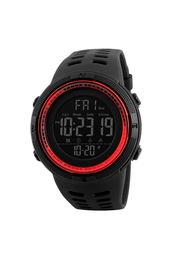 Men's Watch, Waterproof Digital Sport Watch, Military Digital Watch Alarm Back Light Classic Watch, Red