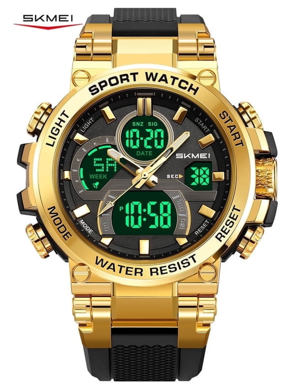 Men's Watches Fashion Military Waterproof Big Face Digital Sport Watch with Dual Time Alarm LED Stopwatch