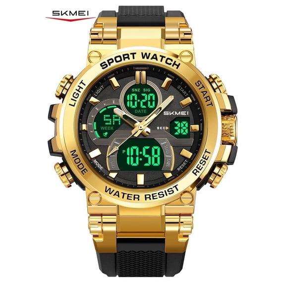SKMEI Men's Watches Fashion Military Waterproof Big Face Digital Sport Watch with Dual Time Alarm LED Stopwatch