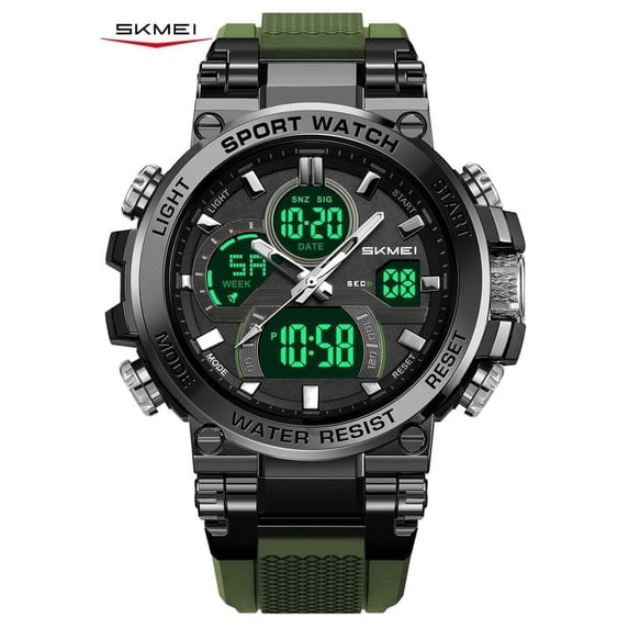 SKMEI Men's Watches Fashion Military Waterproof Big Face Digital Sport Watch with Dual Time Alarm LED Stopwatch