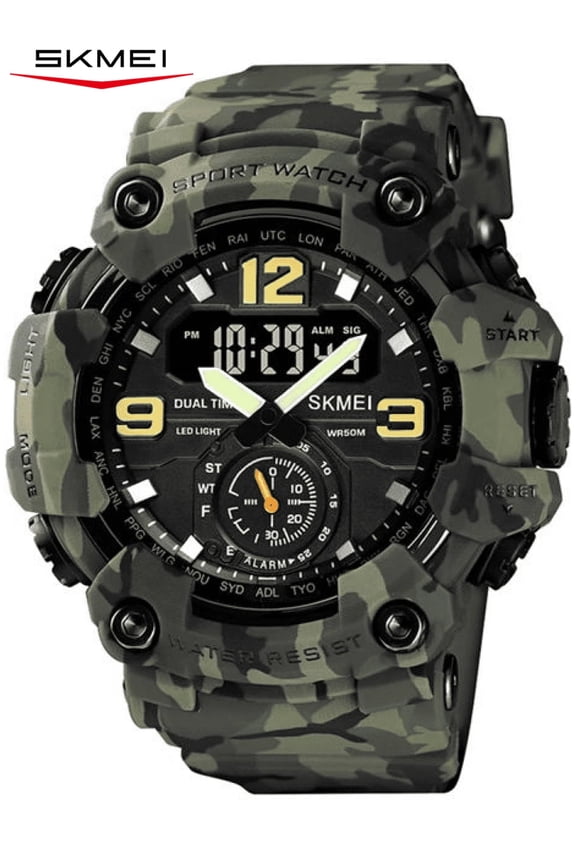 Men's Watches Multi Function Sports Outdoor Waterproof Military Watch Shockproof LED Alarm Clock Stopwatch