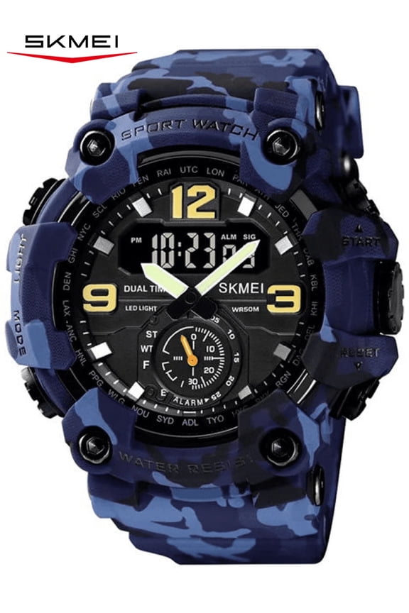 Men's Watches Multi Function Sports Outdoor Waterproof Military Watch Shockproof LED Alarm Clock Stopwatch