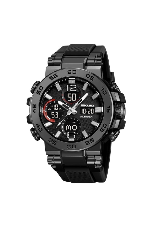 SKMEI Men's Watches Outdoor Sports Waterproof Military Watch Tactical Digital Analog Wrist Watch Date Multi Function Led Large Face Alarm Stopwatch for Man