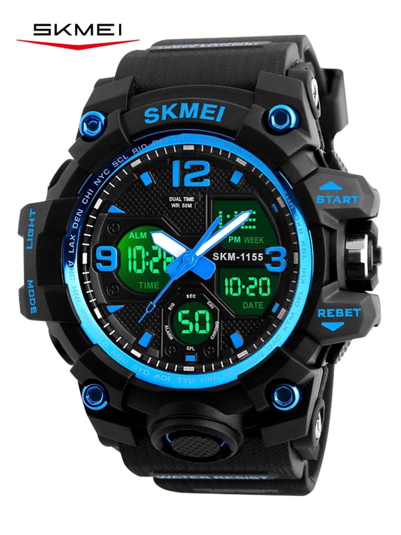 Men's Wrist Watch,Large Face Military Waterproof Watches for Men with Stopwatch Alarm LED Back Light Sports Watch, Blue