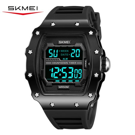 SKMEI Mens Digital Sports Watches Multifunctional 50M Waterproof LED Alarm Backlight Watch