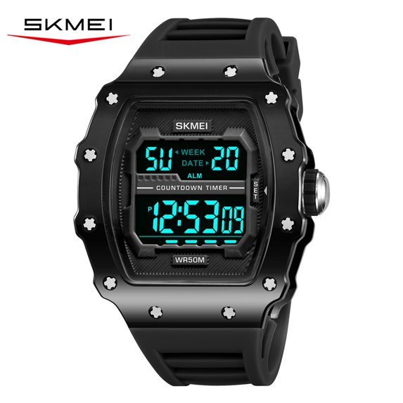 SKMEI Mens Digital Sports Watches Multifunctional 50M Waterproof LED Alarm Backlight Watch