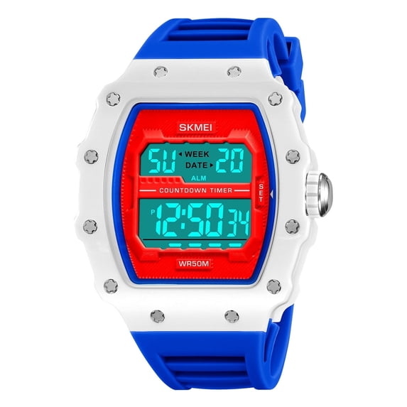 SKMEI Mens Digital Sports Watches Multifunctional 50M Waterproof LED Alarm Backlight Watch