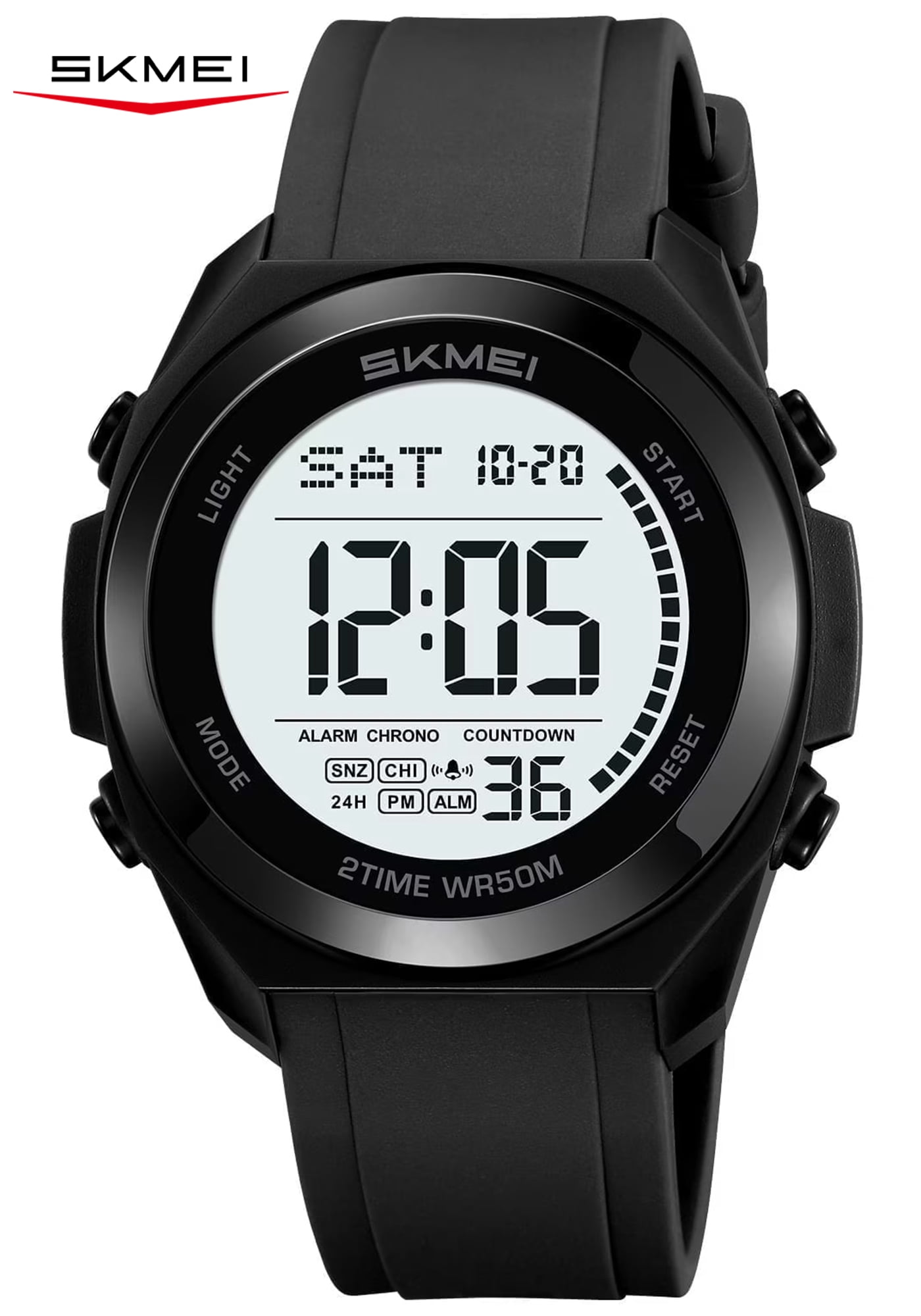 SKMEI Mens Digital Watch, Sport Military Watches for Men Waterproof LED Screen Large Face Tactical Watch with Dual Time Alarm Stopwatch Wrist Watch